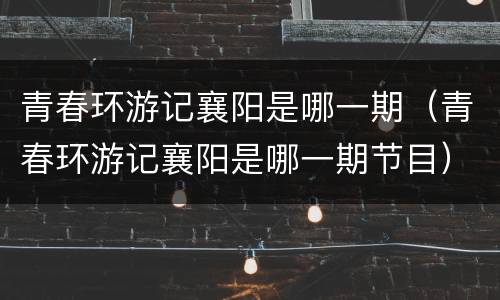 青春环游记襄阳是哪一期（青春环游记襄阳是哪一期节目）