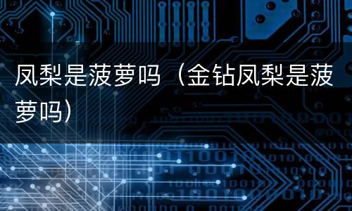 凤梨是菠萝吗（金钻凤梨是菠萝吗）