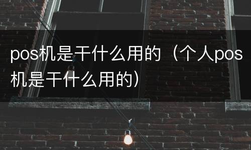 pos机是干什么用的（个人pos机是干什么用的）