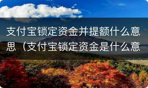支付宝锁定资金并提额什么意思（支付宝锁定资金是什么意思）