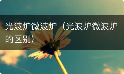 光波炉微波炉（光波炉微波炉的区别）