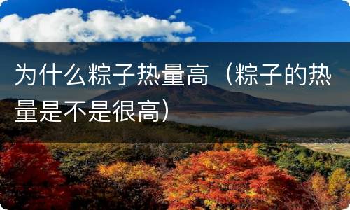 为什么粽子热量高（粽子的热量是不是很高）