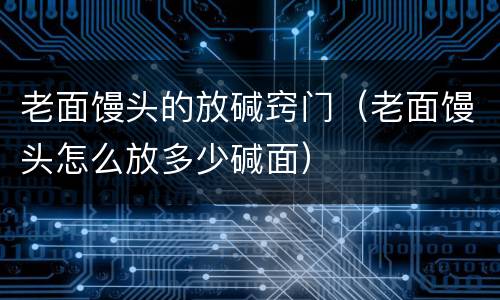 老面馒头的放碱窍门（老面馒头怎么放多少碱面）