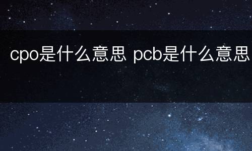 cpo是什么意思 pcb是什么意思