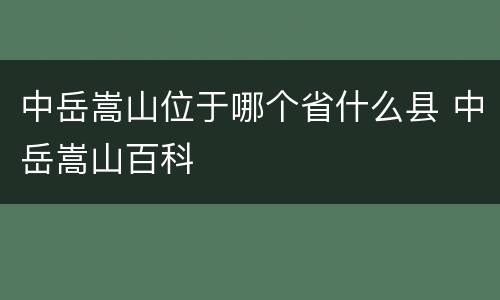中岳嵩山位于哪个省什么县 中岳嵩山百科