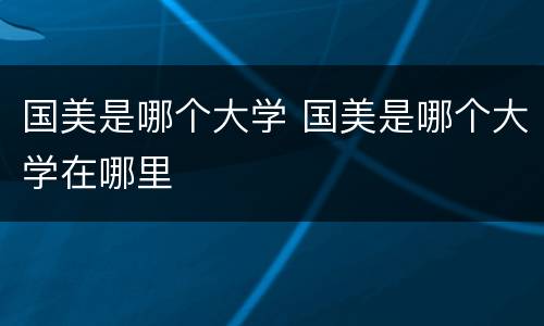 国美是哪个大学 国美是哪个大学在哪里