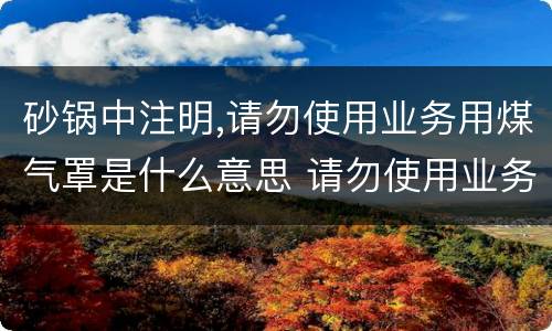 砂锅中注明,请勿使用业务用煤气罩是什么意思 请勿使用业务用煤气罩啥意思