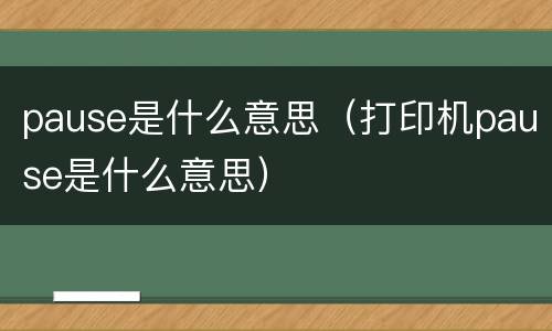 pause是什么意思（打印机pause是什么意思）