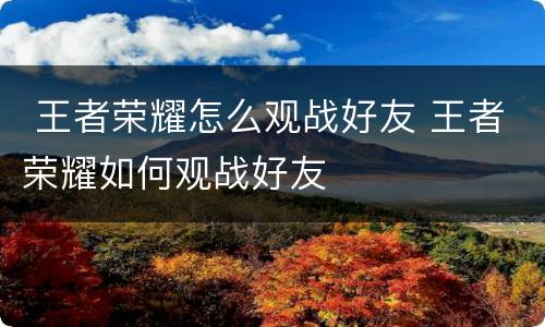  王者荣耀怎么观战好友 王者荣耀如何观战好友