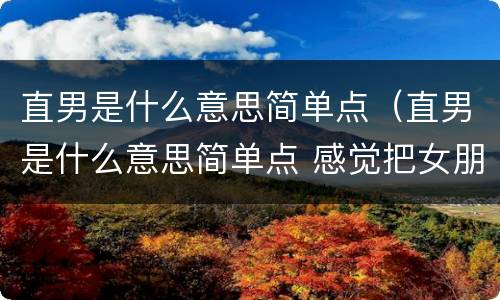 直男是什么意思简单点（直男是什么意思简单点 感觉把女朋友当朋友对待吗）