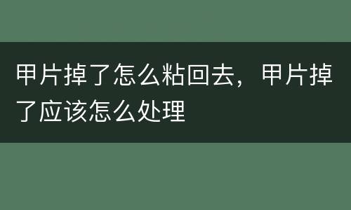 甲片掉了怎么粘回去，甲片掉了应该怎么处理