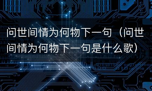 问世间情为何物下一句（问世间情为何物下一句是什么歌）