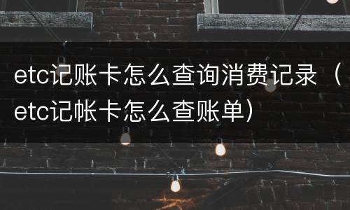 etc记账卡怎么查询消费记录（etc记帐卡怎么查账单）