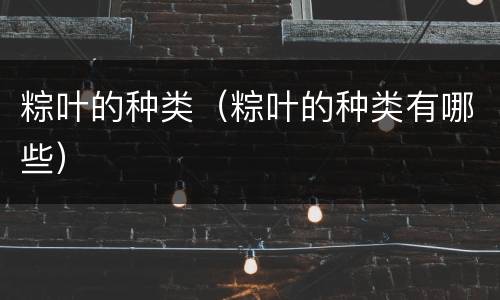 粽叶的种类（粽叶的种类有哪些）