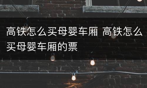 高铁怎么买母婴车厢 高铁怎么买母婴车厢的票