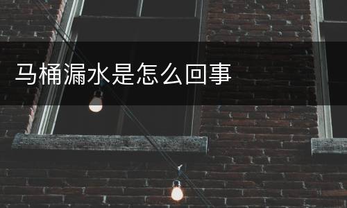 马桶漏水是怎么回事