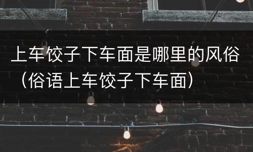 上车饺子下车面是哪里的风俗（俗语上车饺子下车面）