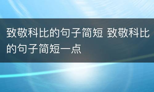 致敬科比的句子简短 致敬科比的句子简短一点