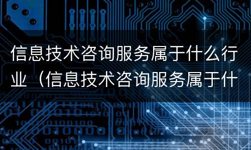 信息技术咨询服务属于什么行业（信息技术咨询服务属于什么行业门类）