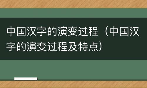 中国汉字的演变过程（中国汉字的演变过程及特点）