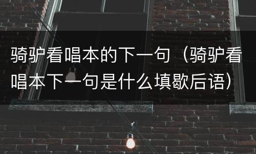 骑驴看唱本的下一句（骑驴看唱本下一句是什么填歇后语）