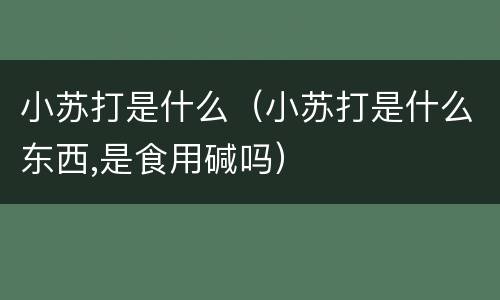 小苏打是什么（小苏打是什么东西,是食用碱吗）