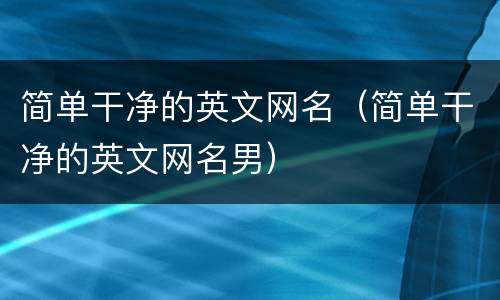简单干净的英文网名（简单干净的英文网名男）