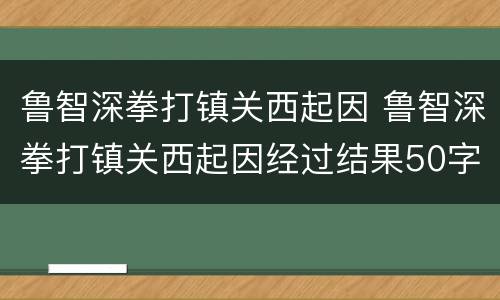鲁智深拳打镇关西起因 鲁智深拳打镇关西起因经过结果50字