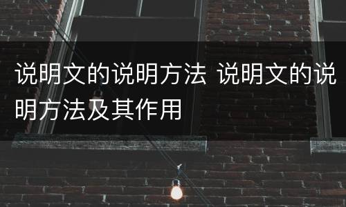 说明文的说明方法 说明文的说明方法及其作用