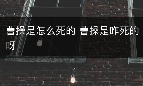 曹操是怎么死的 曹操是咋死的呀