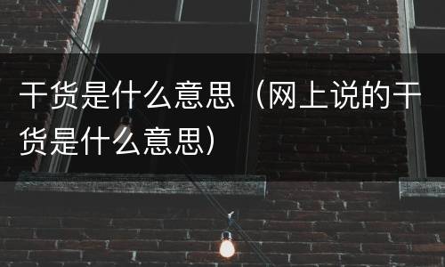干货是什么意思（网上说的干货是什么意思）