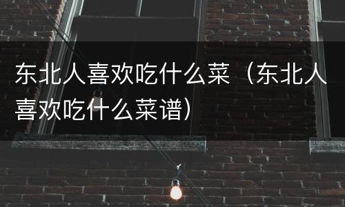 东北人喜欢吃什么菜（东北人喜欢吃什么菜谱）