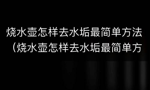 烧水壶怎样去水垢最简单方法（烧水壶怎样去水垢最简单方法小苏打）