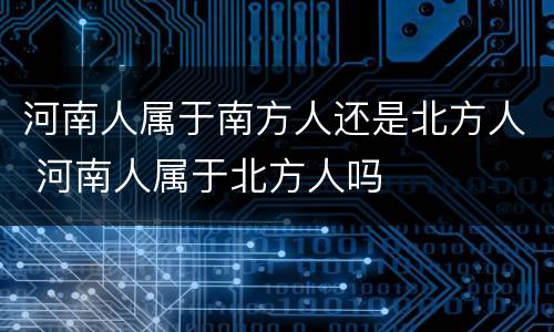 河南人属于南方人还是北方人 河南人属于北方人吗