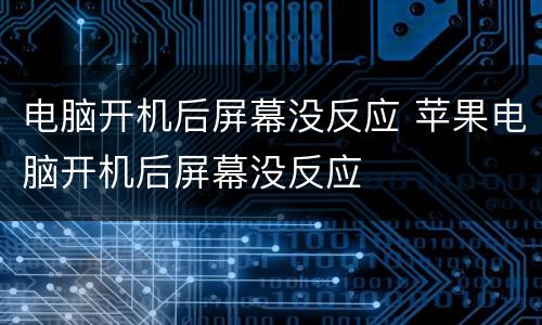 电脑开机后屏幕没反应 苹果电脑开机后屏幕没反应