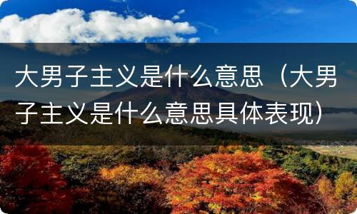 大男子主义是什么意思（大男子主义是什么意思具体表现）