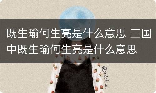 既生瑜何生亮是什么意思 三国中既生瑜何生亮是什么意思