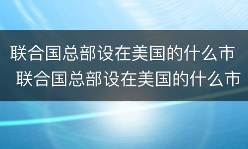 联合国总部设在美国的什么市 联合国总部设在美国的什么市区