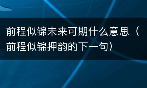 前程似锦未来可期什么意思（前程似锦押韵的下一句）