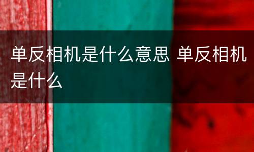 单反相机是什么意思 单反相机是什么