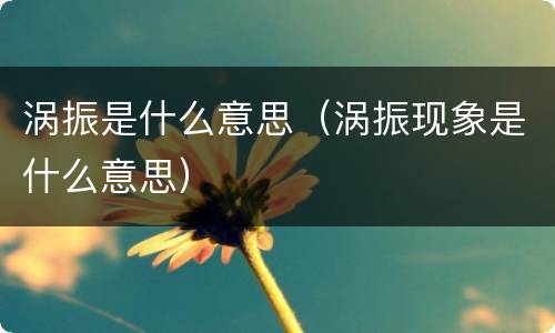 涡振是什么意思（涡振现象是什么意思）