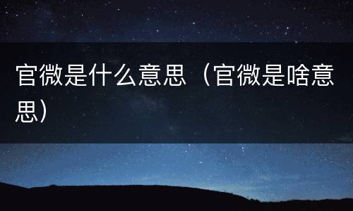 官微是什么意思（官微是啥意思）