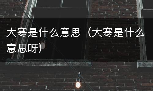 大寒是什么意思（大寒是什么意思呀）