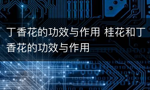 丁香花的功效与作用 桂花和丁香花的功效与作用