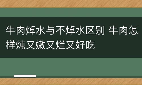 牛肉焯水与不焯水区别 牛肉怎样炖又嫩又烂又好吃