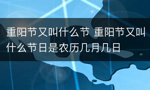 重阳节又叫什么节 重阳节又叫什么节日是农历几月几日