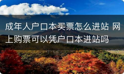 成年人户口本买票怎么进站 网上购票可以凭户口本进站吗