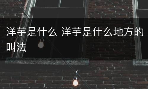 洋芋是什么 洋芋是什么地方的叫法