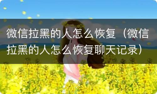 微信拉黑的人怎么恢复（微信拉黑的人怎么恢复聊天记录）