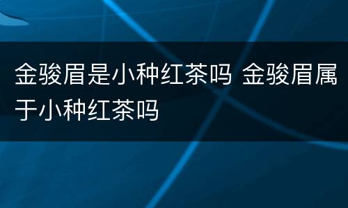 金骏眉是小种红茶吗 金骏眉属于小种红茶吗